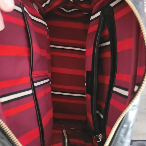 Kate Spade Dark Black Ostrich Embossed Bowler Style Bag - Picture 6 of 9